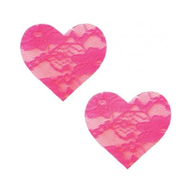 Neva Nude Black Light Lace Heart Pasties - Neva Nude Black Light Lace Heart Pasties