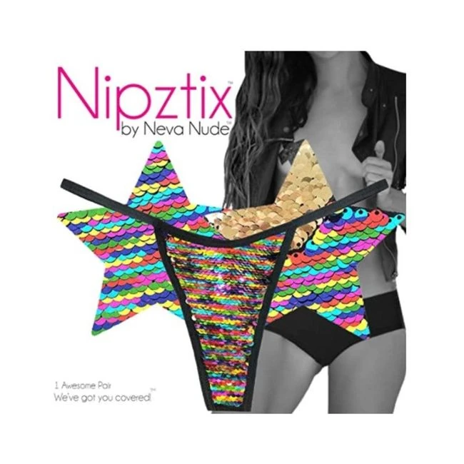 Neva Nude Pastie Funfetti Mulicolor Pastie and Panty Set - Fabric & Feel