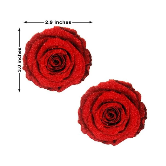 Neva Nude Pasties Enchanted Red Rose Glitter Velvet - Fit & Sizing