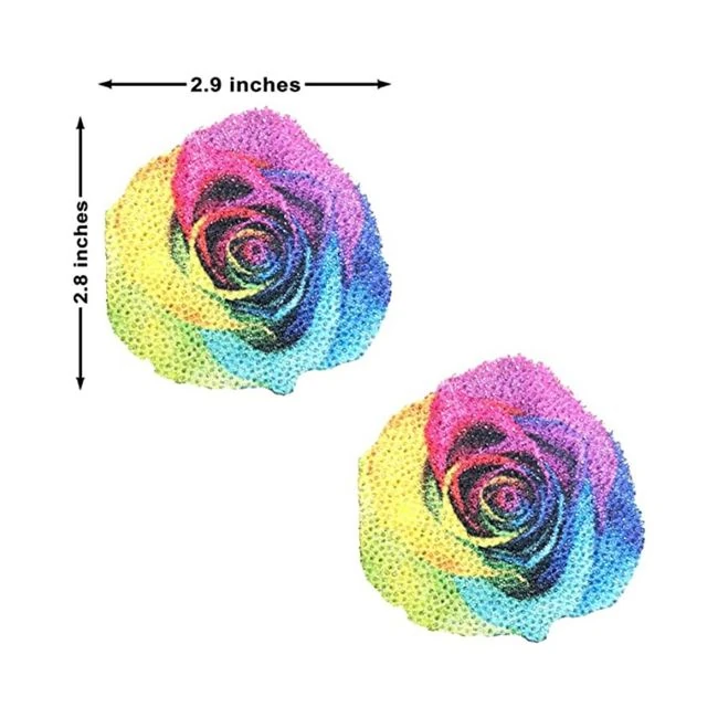 Neva Nude Pasties Rainbow Pride Rose Glitter Velvet - Fit & Sizing