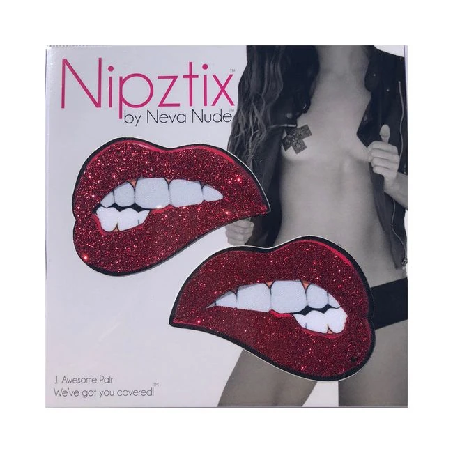 Neva Nude Pasty Bite Me Lips Glitter Red - Fit & Sizing