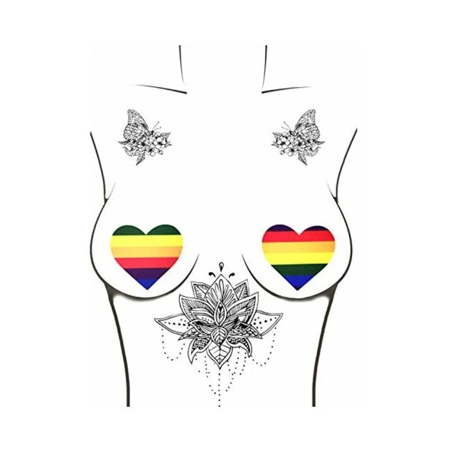 Neva Nude Pasty Heart Rainbow - Fabric & Feel