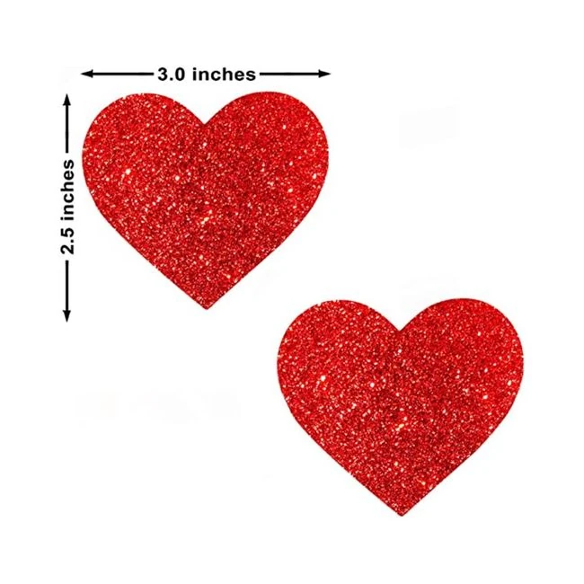 Neva Nude Pasty Hearts Glitter Red - Fabric & Feel