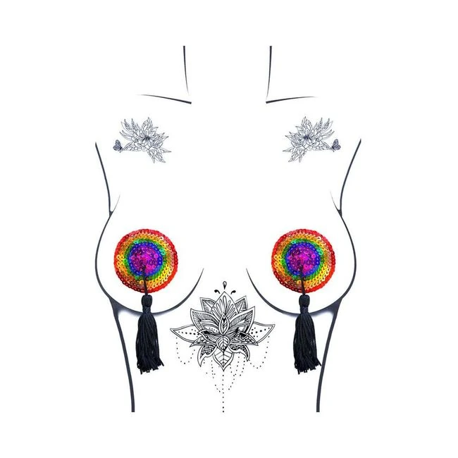 Neva Nude Pasty Reusable Burlesque Rainbow - Fabric & Feel