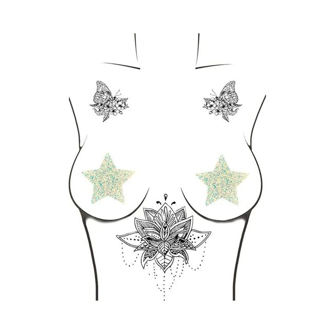 Neva Nude Pasty Star Sequins Iridescent White - Fabric & Feel