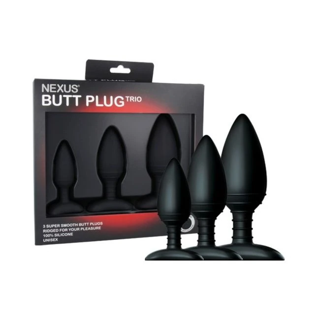 Nexus Butt Plug Trio 3 Butt Plugs Black - Shape & Comfort