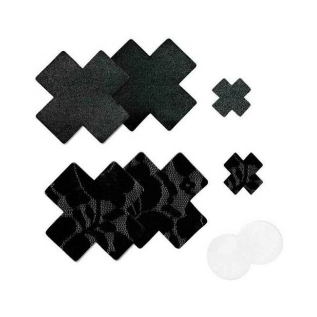 Nippies Basic Black Crosses Pasties Size B - Fabric & Feel