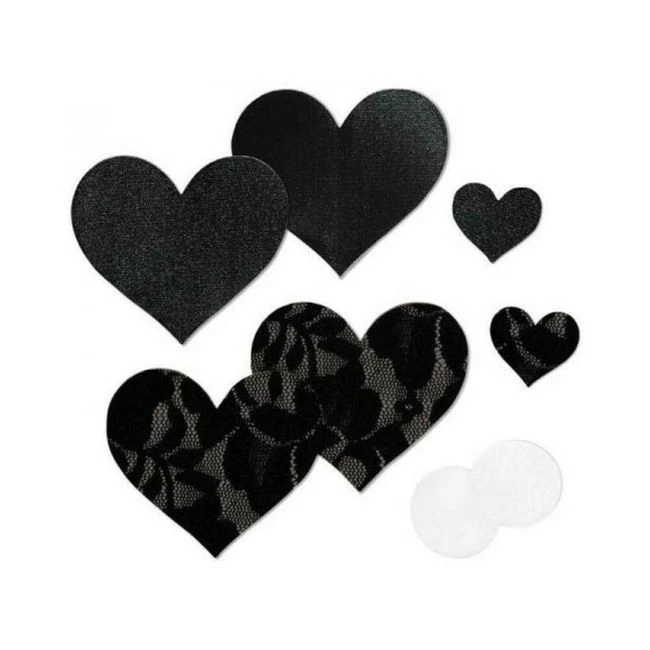 Nippies Basic Black Hearts Pasties Size B - Fabric & Feel