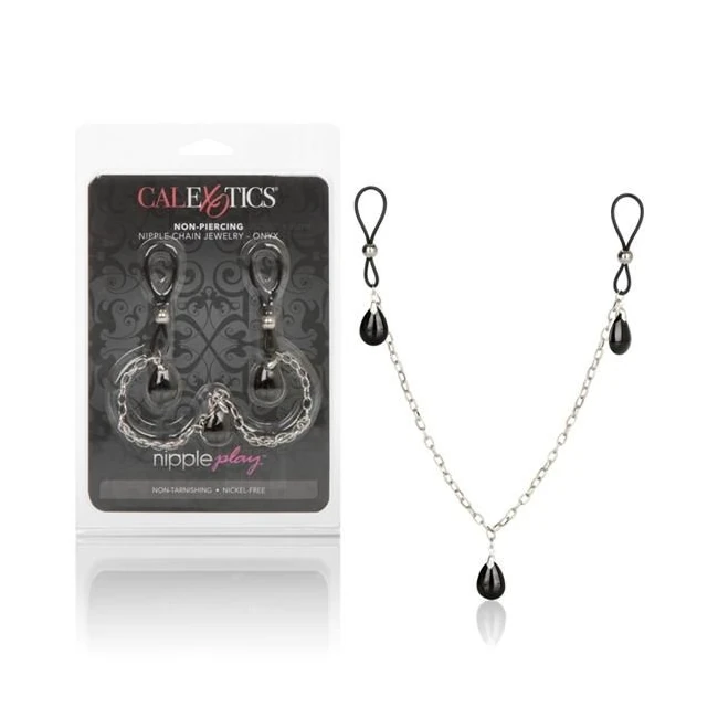 Nipple Play Non Piercing Nipple Chain Jewelry Onyx - Fabric & Feel