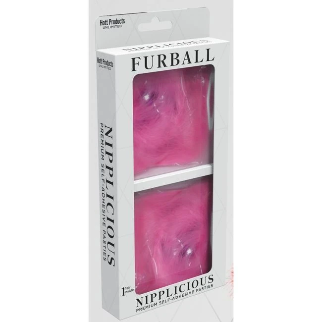 Nipplicious Furball Pasties Pink - Pink Faux Fur Meets Metal