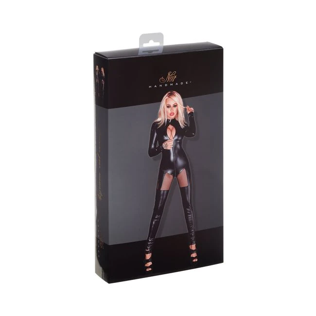 Noir Powerwetlook Stocking Witth Panties with Silver Zipper Small - Build & Quality