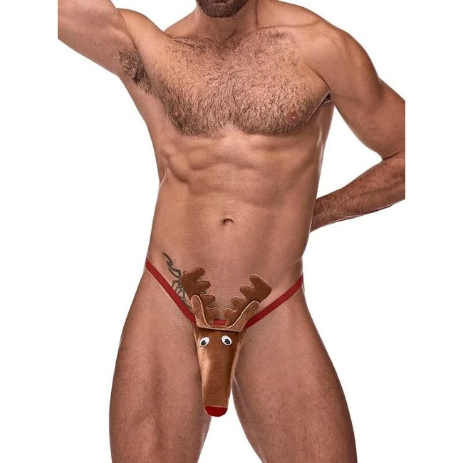 Novelty Rock Hard Rudy G-String O/S - Shaped From a Solid Stretch Blend