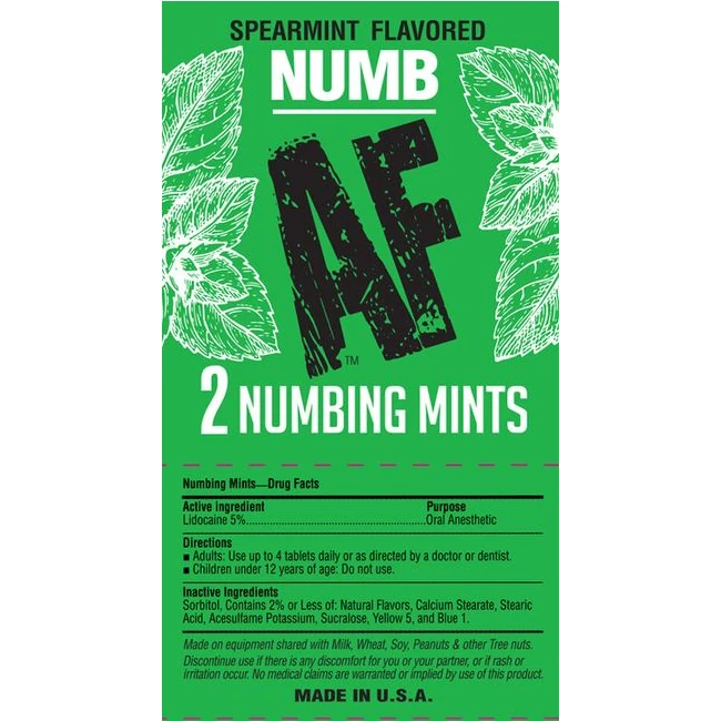 Numbing Mints 100pc Fishbowl - Ingredients