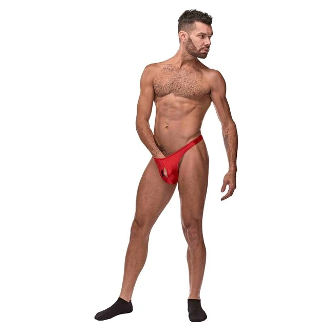 Nylon/spandex Pull Tab Thong Red O/s - Materials & Design
