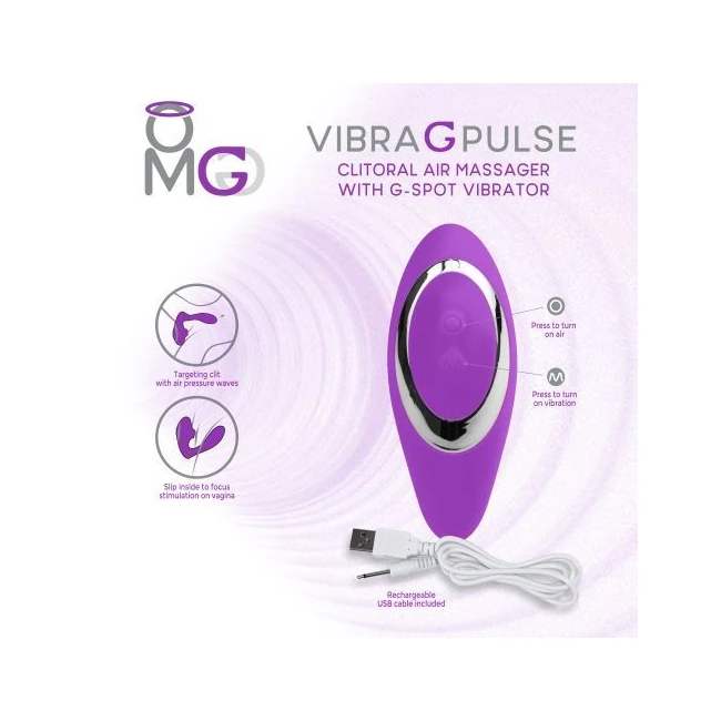 Omg Vibra G Pulse Clitoral Suction Massager W/ G-spot Vibrator - Vibration Modes
