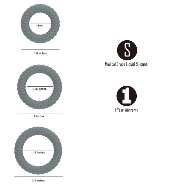 Onyx 3 Ring Set - Three Ring Diameters in One Black Set