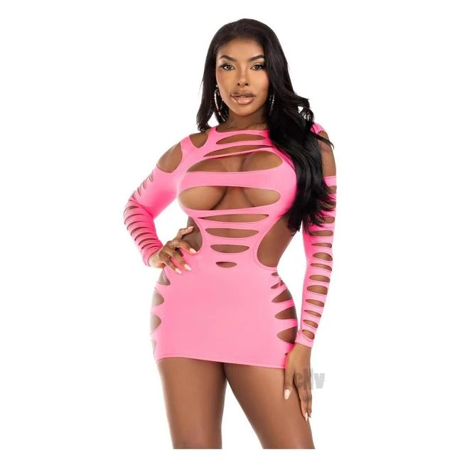 Opaque Shred Cut Mini Dress Blk - Fit & Sizing