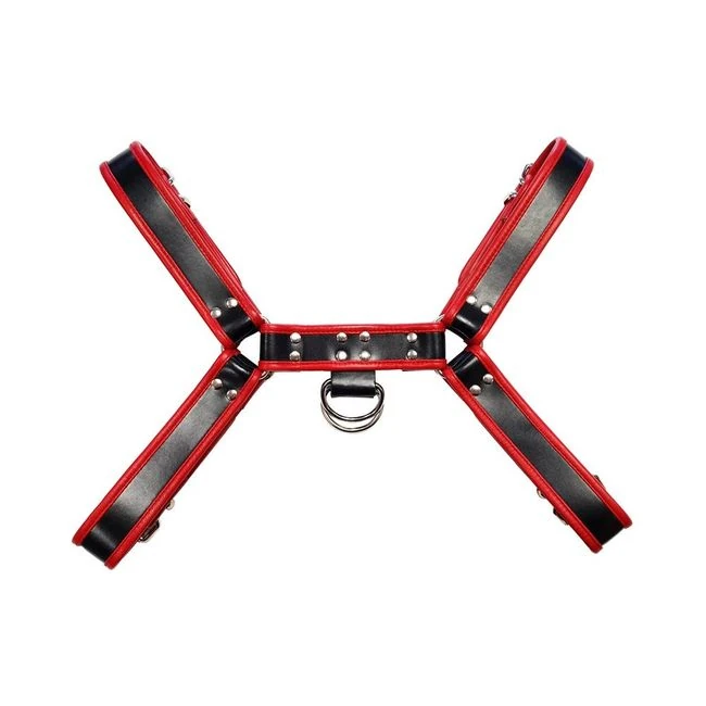 O.t.h Leather Harness - Black with Red Piping Size Large - Hardware & Fasteners