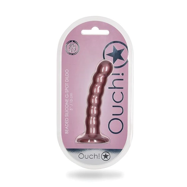Ouch! Beaded Silicone G-Spot Dildo - Beads That Grow Wider as They Go In
