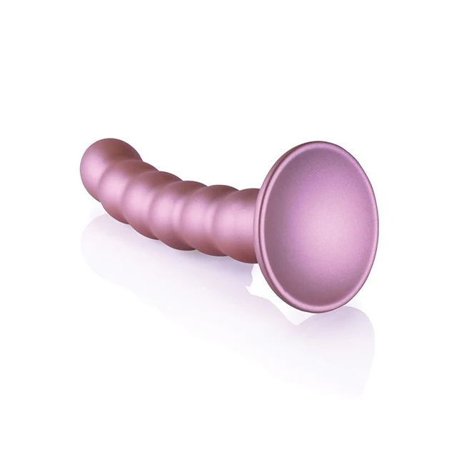 Ouch! Beaded Silicone G-Spot Dildo - Rose Gold and Purple Finishes