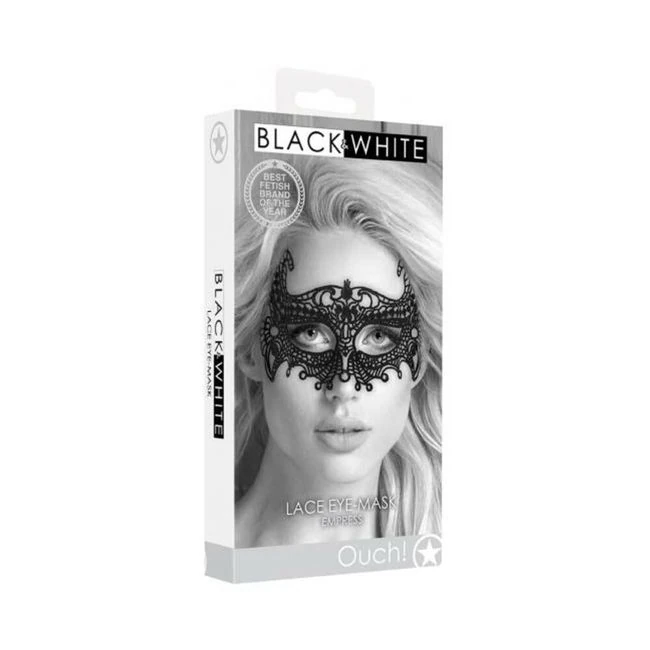 Ouch! Black & White Lace Eye Mask Empress Black - Fabric & Feel
