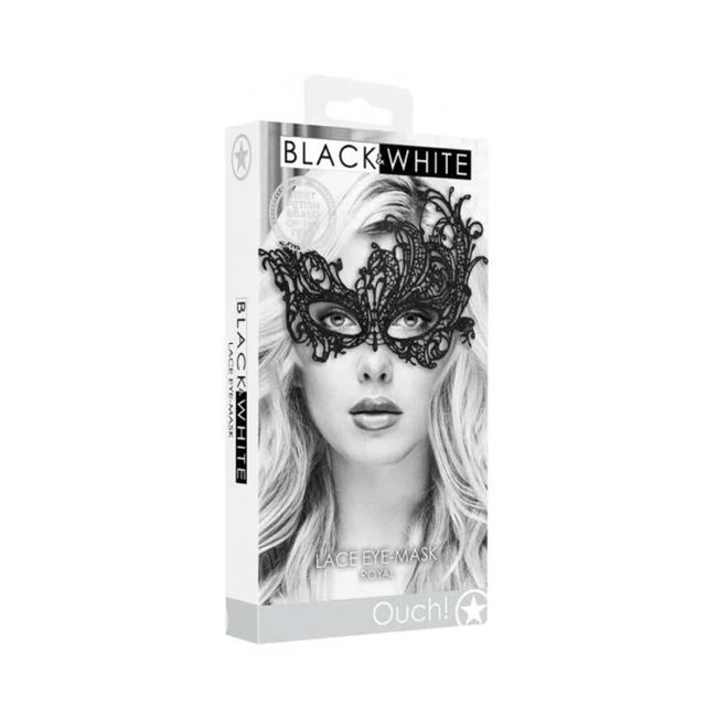 Ouch! Black & White Lace Eye Mask Royal Black - Fabric & Feel
