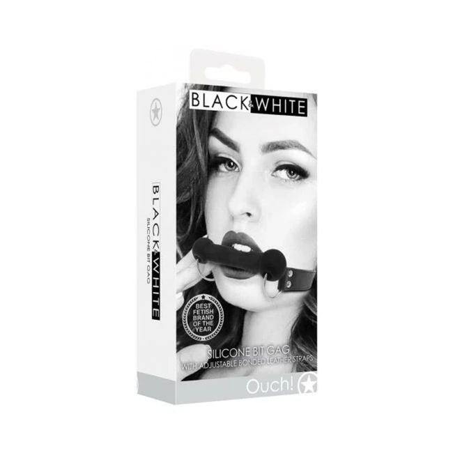 Ouch! Black & White Silicone Bit Gag with Adjustable Bonded Leather Straps Black - Build & Quality