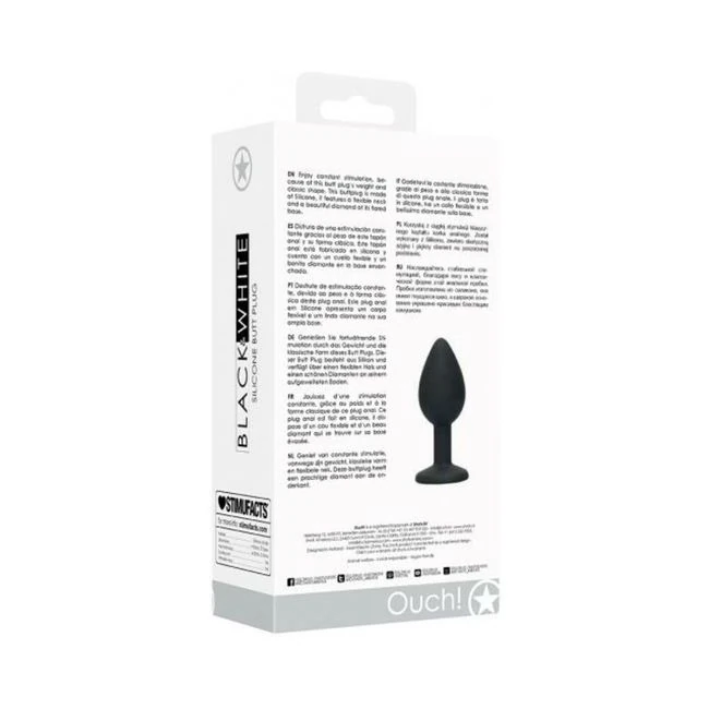Ouch! Black & White Silicone Butt Plug with Removable Jewel Black - Material & Safety