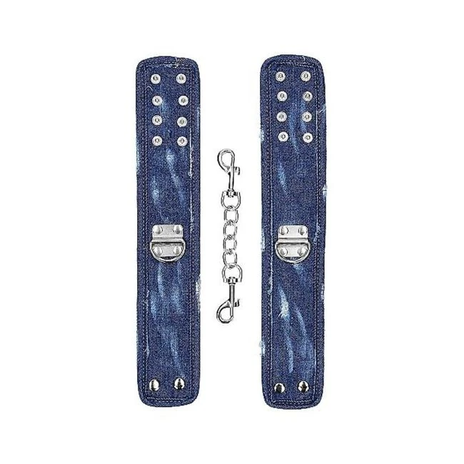 Ouch! Denim Ankle Cuffs - Roughened Denim Style - Blue - Hardware & Fasteners