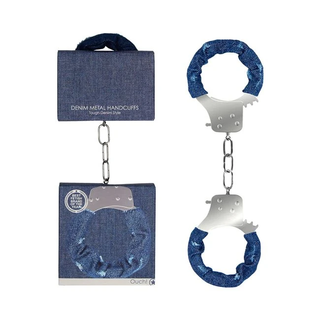 Ouch! Denim Metal Handcuffs - Roughened Denim Style - Blue - Build & Quality