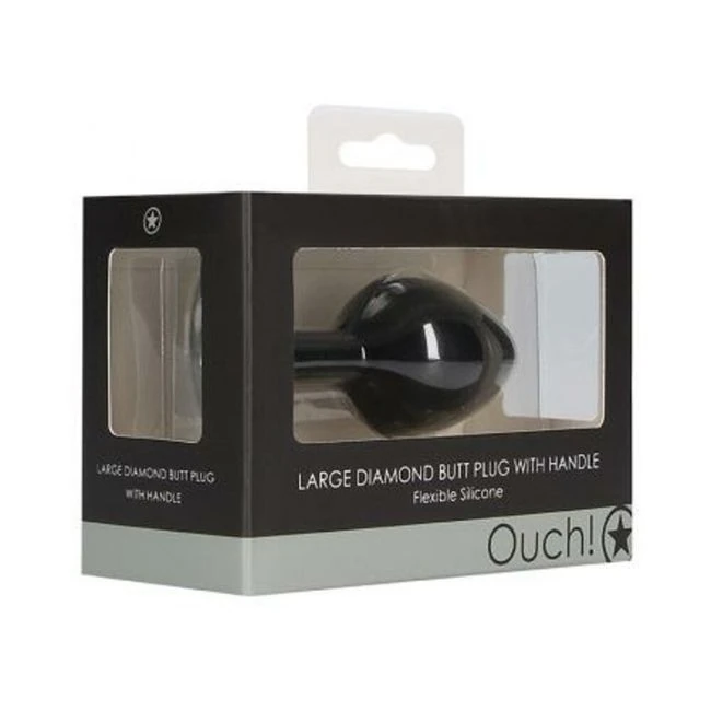 Ouch! Large Diamond Butt Plug with Handle - Black - Shape & Comfort
