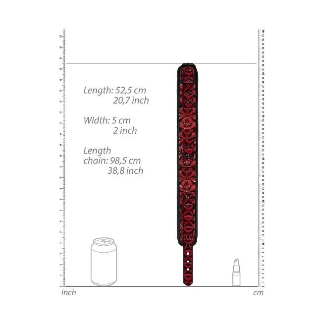 Ouch! Luxury Collar with Leash Burgundy - Specifications