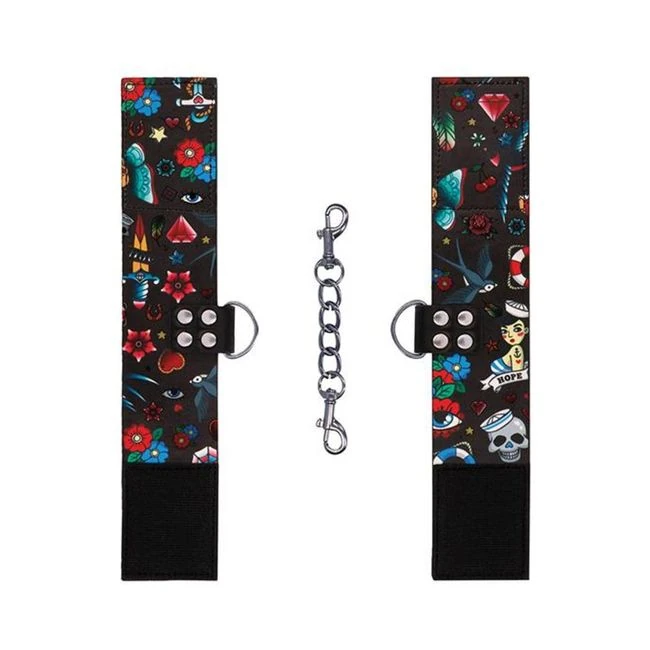 Ouch! Old School Tattoo Printed Ankle Cuffs - Hardware & Fasteners