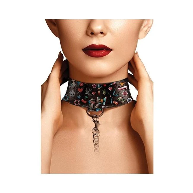 Ouch! Old School Tattoo Printed Collar and Leash - Hardware & Fasteners
