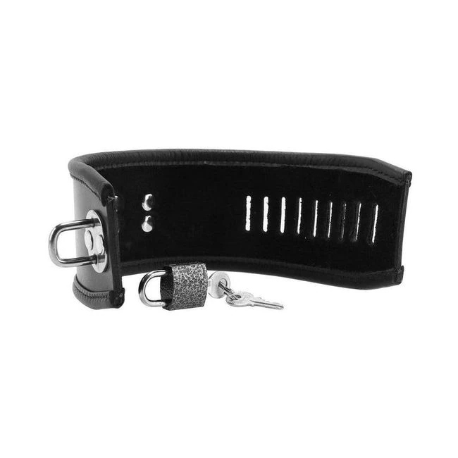 Ouch! Pain - Saddle Leather Asylum Ankle-cuff with Padlock - Hardware & Fasteners
