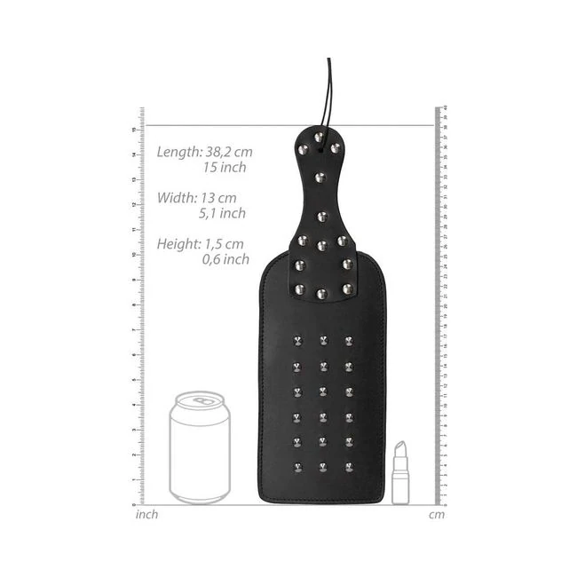 Ouch! Pain - Saddle Leather Studded Paddle - Hardware & Fasteners