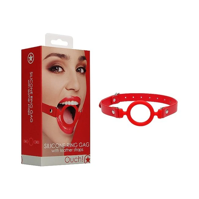 Ouch Silicone Ring Gag with Leather Straps - Red - Build & Quality