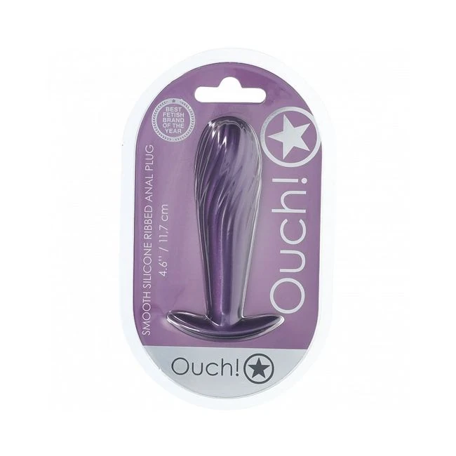 Ouch! Smooth Silicone Ribbed Anal Plug. Metallic - How It Feels