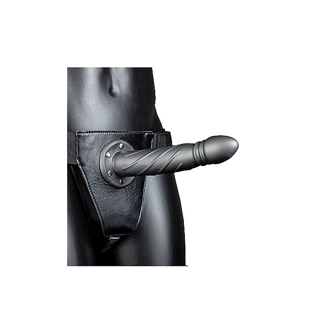 Ouch! Twisted Hollow Strap-on 8in Gunmetal - Material Feel