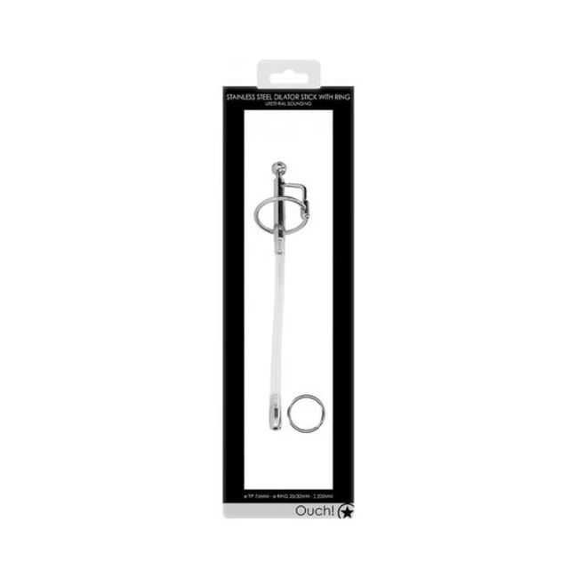Ouch! Urethral Sounding - Metal Dilator Stick with Ring - 7.6 Mm - Overview