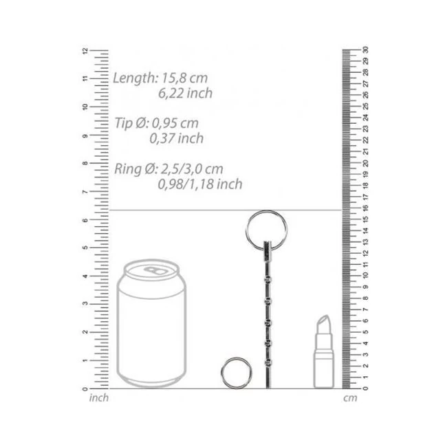 Ouch! Urethral Sounding - Metal Dilator with Ring - Beaded - 9.5 Mm - Key Details