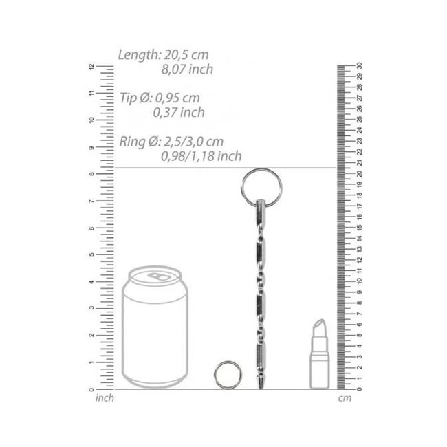 Ouch! Urethral Sounding - Metal Dilator with Ring - Ribbed - 9.5 Mm - What Stands Out