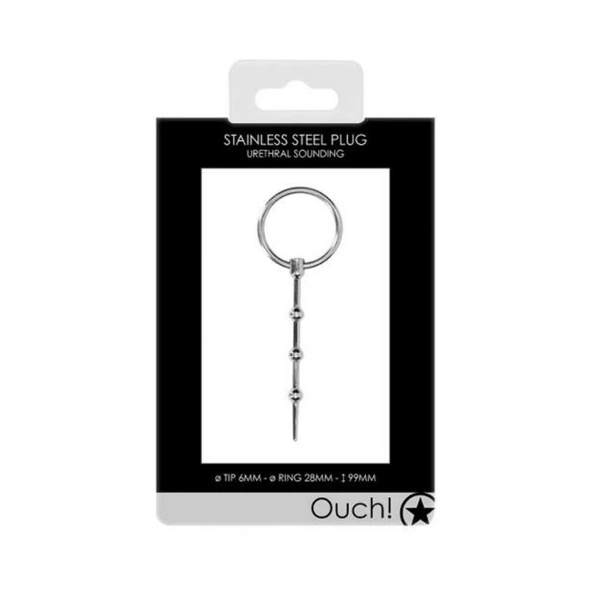 Ouch! Urethral Sounding - Metal Plug - Beaded - 6 Mm - Overview