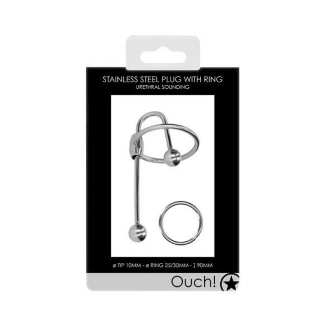 Ouch! Urethral Sounding - Metal Plug With Ring - Overview