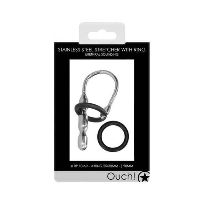 Ouch! Urethral Sounding - Metal Stretcher with Ring - 10 Mm - Overview