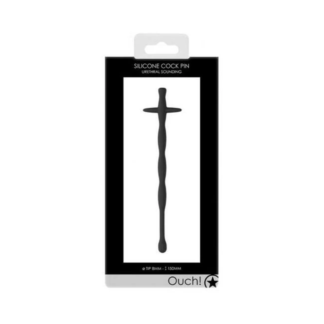 Ouch! Urethral Sounding - Silicone Cock Pin - Black - 8 Mm - Overview
