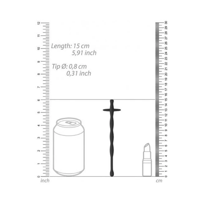 Ouch! Urethral Sounding - Silicone Cock Pin - Black - 8 Mm - Key Details