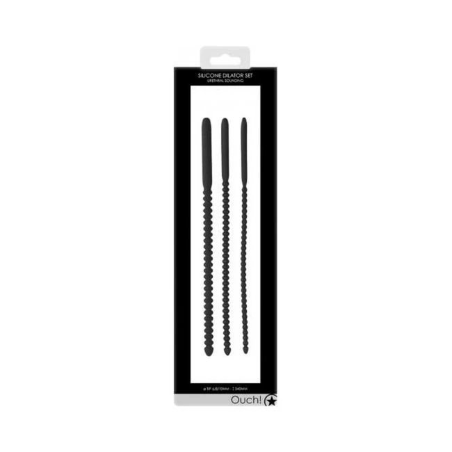 Ouch! Urethral Sounding - Silicone Dilator Set - Black - 6/8/10 Mm - Overview