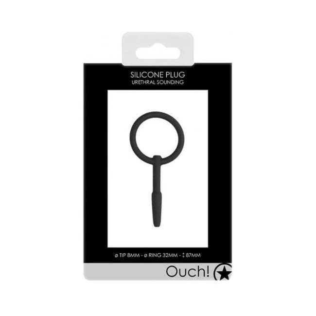 Ouch! Urethral Sounding - Silicone Plug - Black - - Key Details