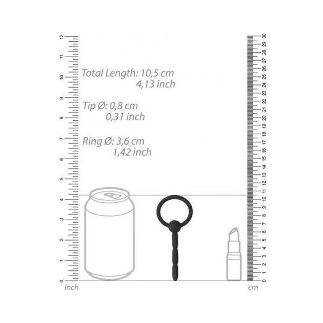 Ouch! Urethral Sounding - Tiered Silicone Plug - Black - 8 Mm - Key Details